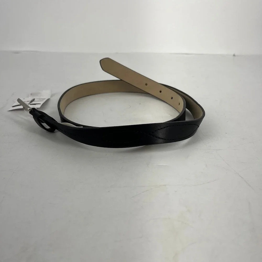 Vince Camuto Womens Black Skinny Belt‎ Silver Buckle VB422403 Size Medium NWT